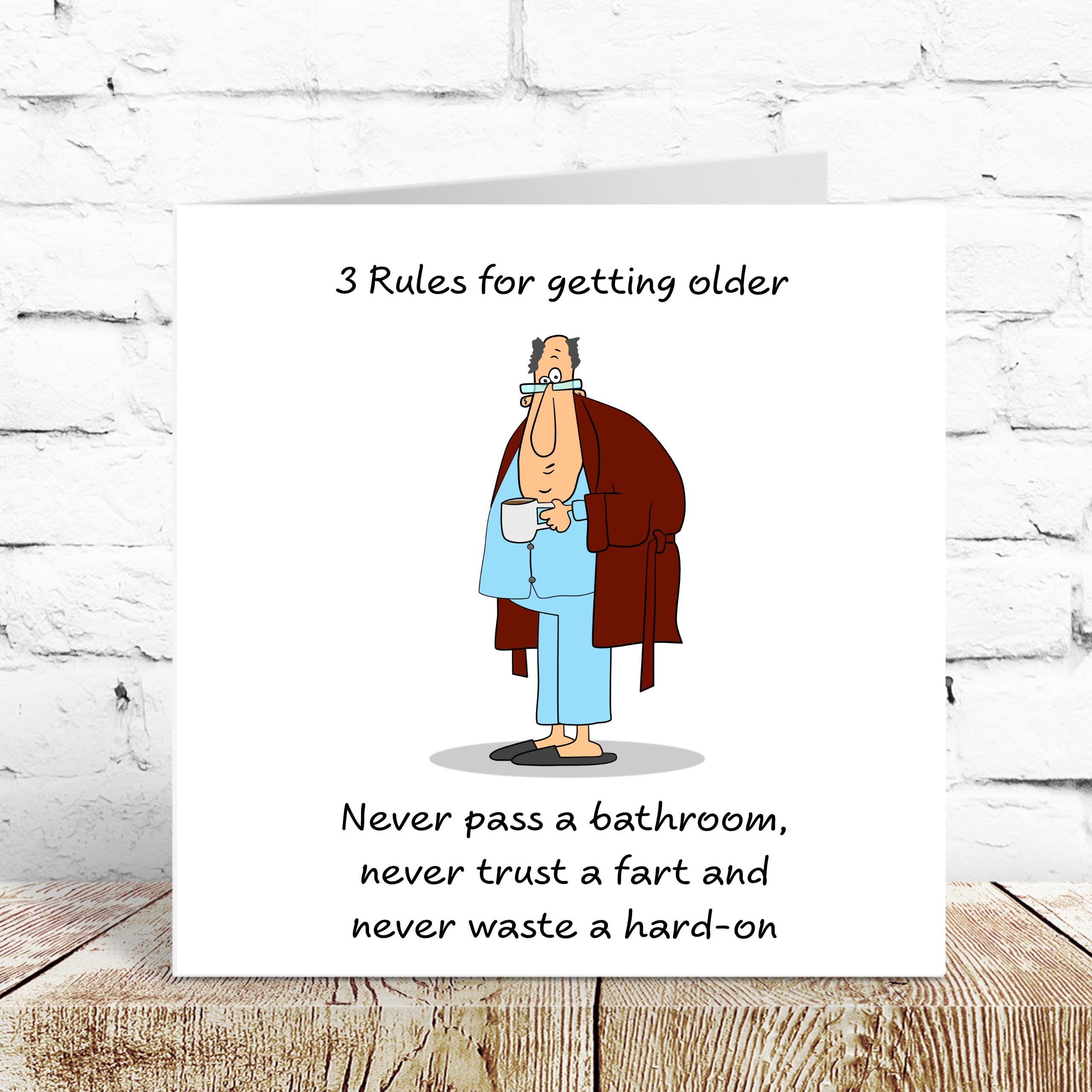 Funny Rude Birthday Card: 3 Rules for Getting Older - Etsy Norway