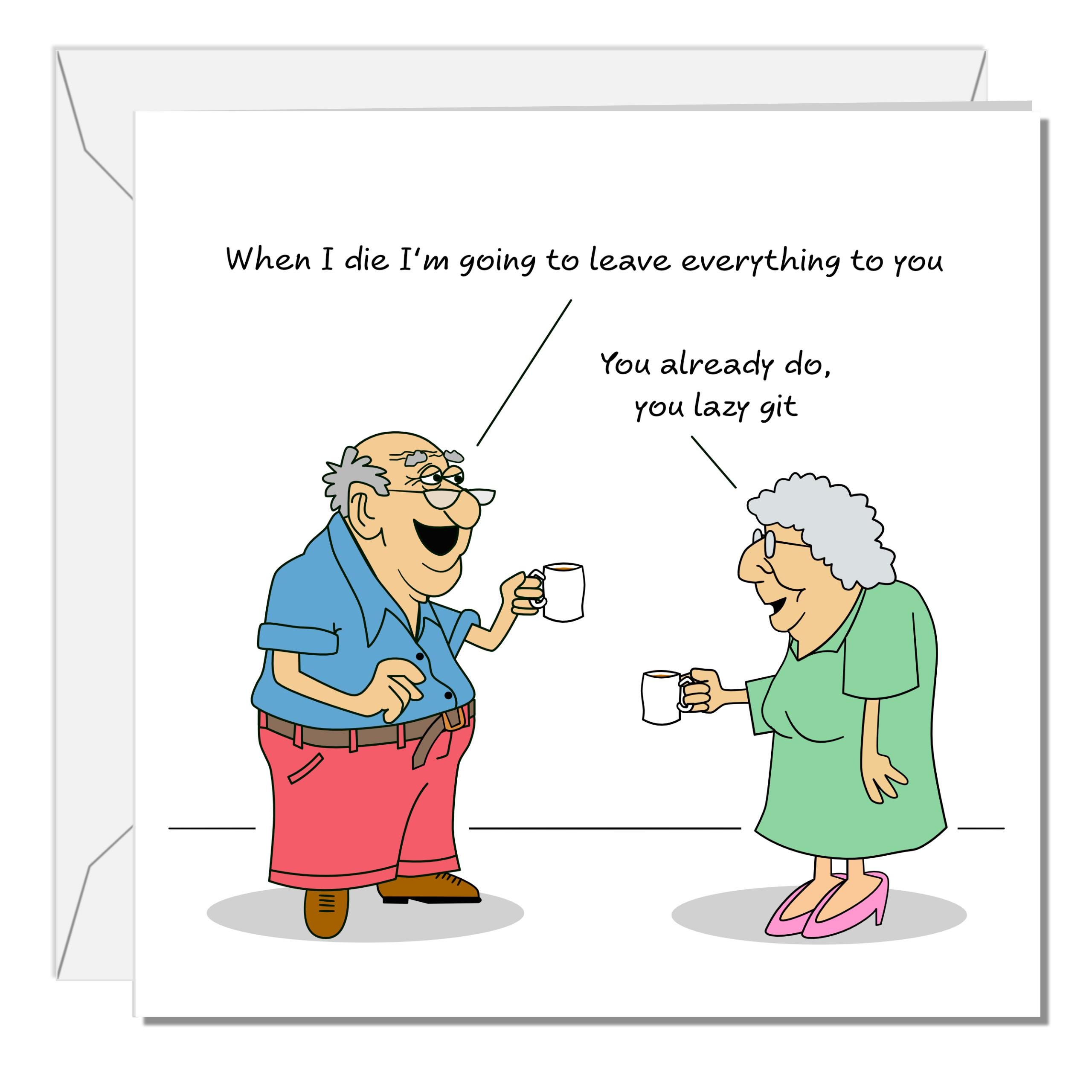 Funny Party Pooper Birthday Card - Couple On Bench Humorous Greeting Card