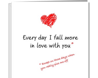 Grappige Valentijnsdag kaart voor vriendje vriendin man vrouw verjaardag verjaardagskaart Fall in Love You Amusing Humorous Heart Lover