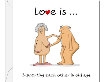 Funny Anniversary Card: Humorous Old Age Cartoon Card
