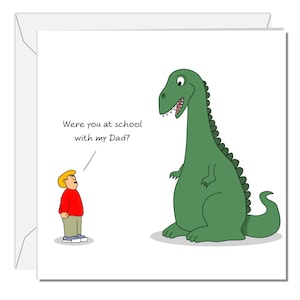 Lustige Papa Geburtstagskarte / Vatertagskarte - Papa Dinosaurier aus Sohn - Humorvoll Humor Amüsant Frech Niedlich