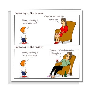Carte d'anniversaire drôle de fils, carte de fête des mères, mari, rêve parental v réalité amusant humoristique – La vie de maman avec des enfants/enfants