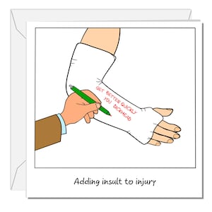 Carte drôle de bras cassé - Carte de guérison rapide du plâtre pour fracture du col du poignet SWIZZOO