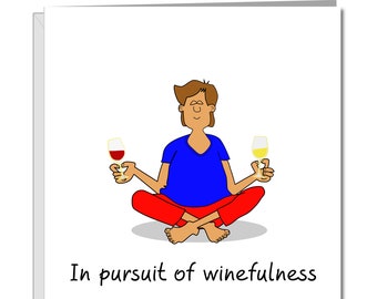 Mindfulness Yoga Birthday Card for Man Male Him Wine Card for Dad Friend, Friendship Card Pilates Gym Funny Humorous Swizzoo