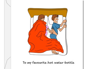 Funny Birthday Card Anniversary Valentines Day for Boyfriend Husband Cold Feet in Bed Cheeky Cute