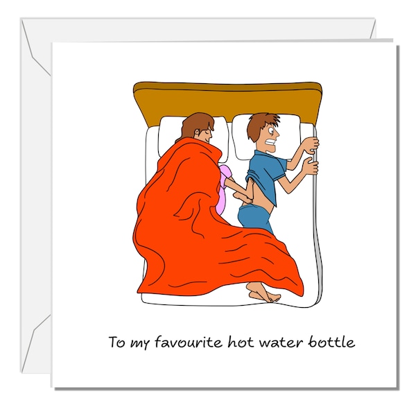 Funny Birthday Card Anniversary Valentines Day for Boyfriend Husband Cold Feet in Bed Cheeky Cute