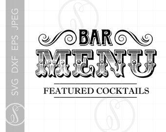 Bar Menu Svg Etsy