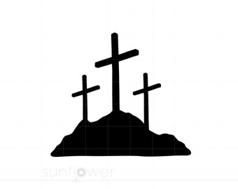 Calvary Crosses SVG | Cross Clipart | Calvary Crosses Silhouette Cut File | Vector Three Crosses Svg Jpg Eps Pdf Png Dxf Downloads SC1120