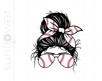Baseball Mom Svg | Baseball Messy Bun Svg Cut Files | Baseball Mom Life Svg T Shirt Printable Cricut Silhouette | Baseball Svg SC2317