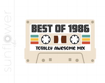 1986 Cumpleaños SVG / Lo mejor de 1986 Cinta de casete SVG Descargar / Vintage 1986 Cortar archivo Cricut / 1986 Vector Svg Jpg Pdf Png Descargar SC2849