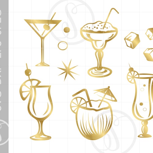 Gold Cocktails SVG Clip Art Cut Files Gold Margarita Svg - Etsy