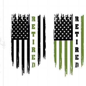 Retired Military Flag Svg | Distressed American Flag Svg | Thin Green Line Flag Printable Cricut Silhouette | Army Marine Veteran Svg SC2516