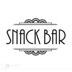 Snack Bar Sign Art Svg Cut Files, Art Deco Snack Bar Svg Png Cricut Silhouette Instant Download SC177