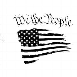 アメリカ国旗 SVG | 私たち国民 アメリカ国旗 SVG | 私たち国民 SVG | 愛国心 SVG | ダメージ加工の旗 印刷可能な Cricut シルエット SC2714