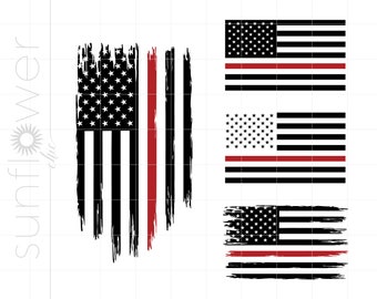 Firefighter Svg | Fireman Wife Svg Cut Files | Firefighter Flag Svg | Distressed Flag Svg | Thin Red Line Svg Cricut Silhouette SC2301