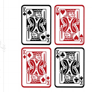 King of Hearts SVG | Roi de pique SVG | King of Diamonds SVG | Roi des clubs svg jpg eps pdf png | Poker Cards Kings Téléchargements SC913