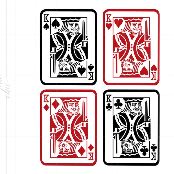 King of Hearts SVG | King of Spades SVG | King of Diamonds SVG | King of Clubs Svg Jpg Eps Pdf Png | Poker Cards Kings Downloads SC913