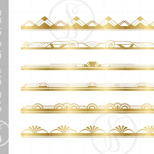 Gold Art Deco BORDERS SVG Dxf Eps Jpeg Art Deco Cut File Clipart Downloads | Gold Silhouette Art | Gatsby Roaring 20s SC313
