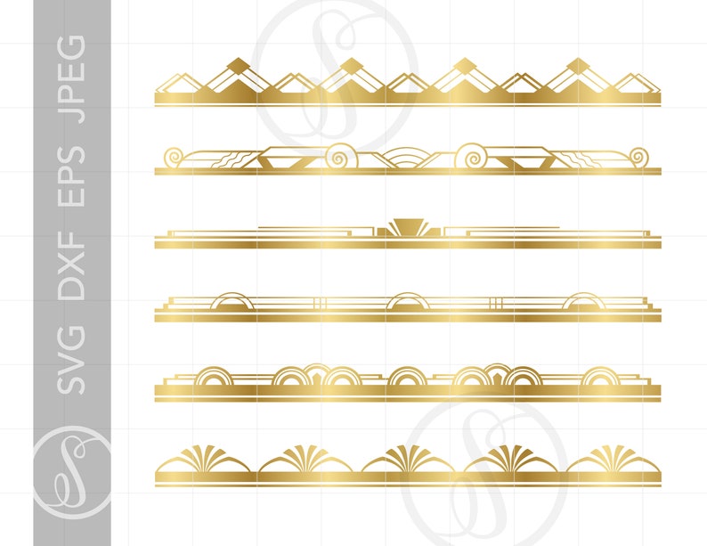 Download Gold Art Deco BORDERS SVG Dxf Eps Jpeg Art Deco Cut File ...
