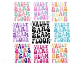 Vault Bars Beam Floor Svg Bundle, Groovy Letters Gymnastics Shirt Sublimation Art, Cricut Silhouette Svg Png, Instant Download SC3935