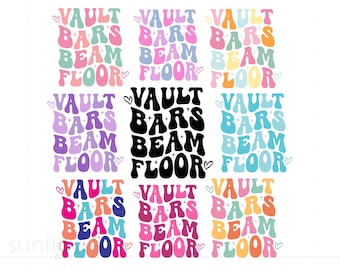 Vault Bars Beam Floor Svg Bundle, Groovy Letters Gymnastics Shirt Sublimation Art, Cricut Silhouette Svg Png, Instant Download SC3935