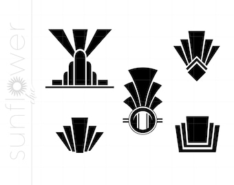 Art Deco Art Svg Cut Files Clipart Downloads | Art Deco Svg Dxf Pdf Silhouette | Art Deco Accents Svg Clipart SC464