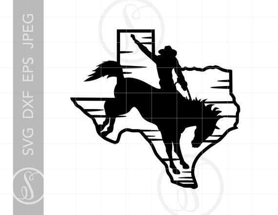Texas Cowboy SVG | Texas Woodcut Clipart | Texas Cowboy Woodcut Design Silhouette Cut File | Texas Woodcut Svg Jpg Eps Pdf Png SC1961