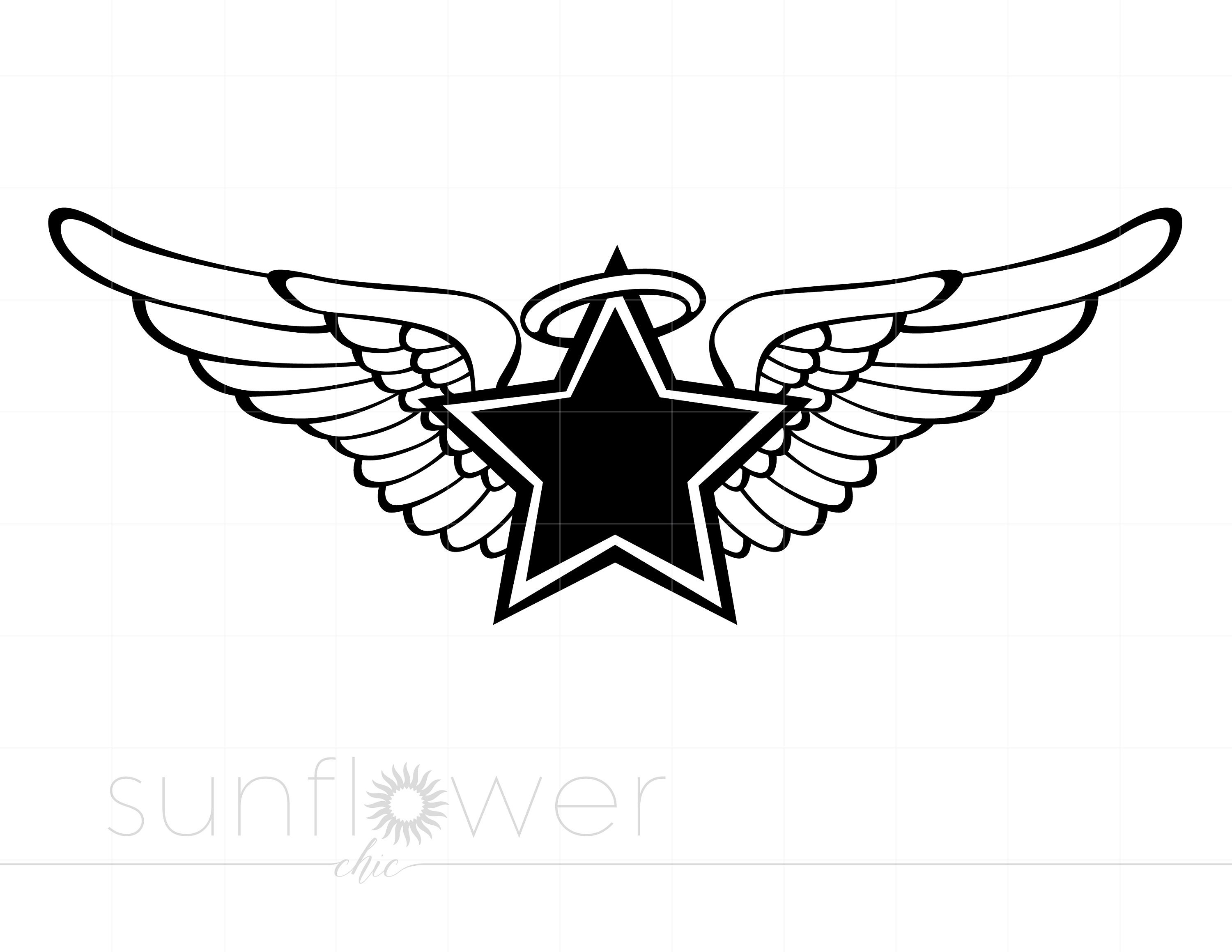 Angel Wings Star SVG Angel Wings Star Clipart Angel Wings Etsy UK