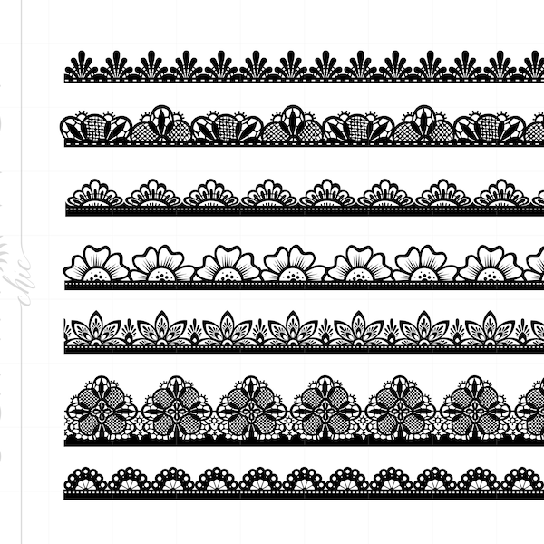 Lace Svg Cut File Clipart Téléchargements | Bordures de dentelle Svg Dxf Pdf Silhouette Cut Fichiers | Dentelle Clipart Svg | Fichiers de coupe Wedding Svg SC80