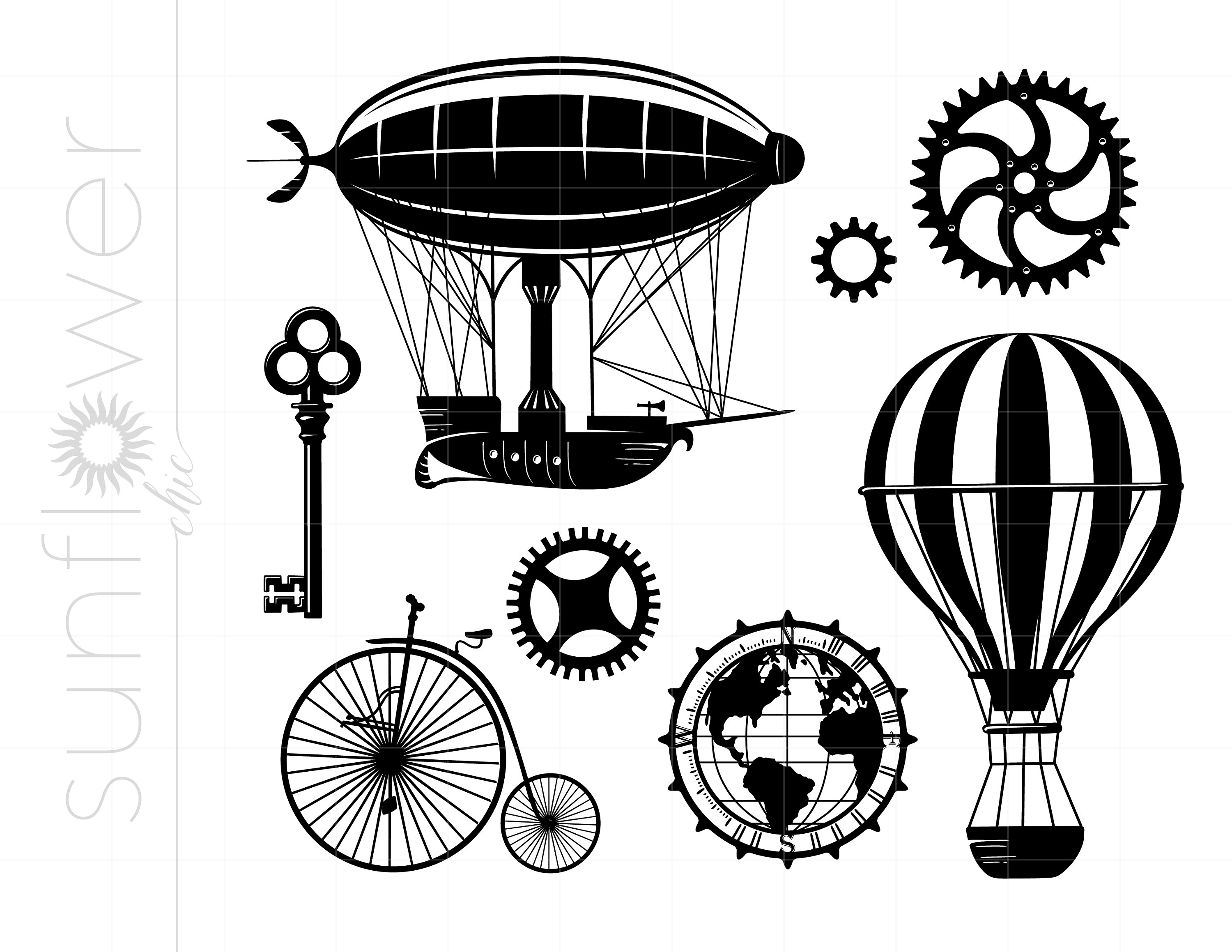 STEAMPUNK Svg Cut File Clipart Downloads Steampunk Balloon - Etsy Australia