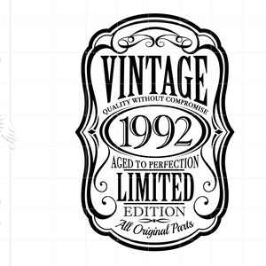 30th Birthday SVG Downloads | 1992 Birthday Whiskey Label Cricut Silhouette Cut File | 1992 Beer Label Svg Jpg Dxf Pdf Png SC2114