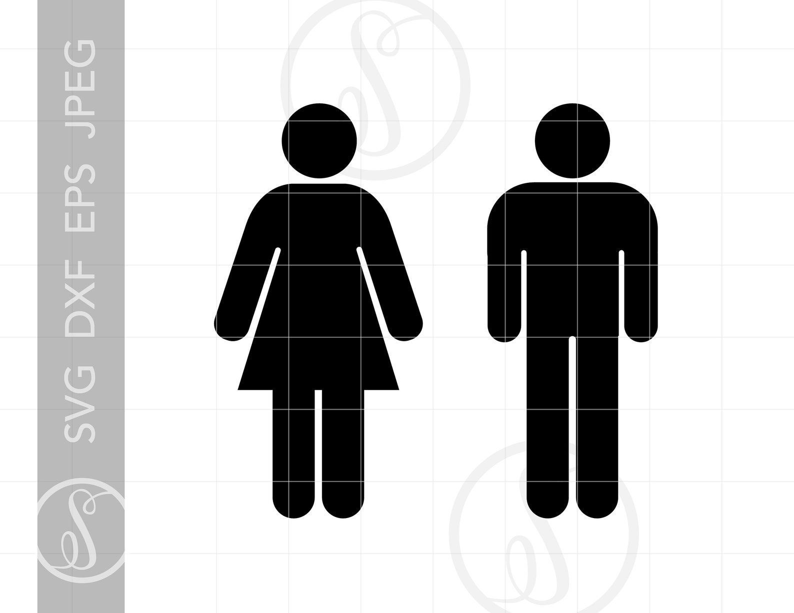 Man Woman Silhouette SVG Clipart Man Woman Restroom Sign | Etsy