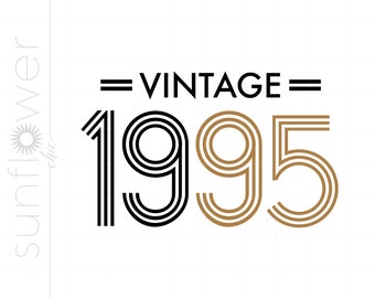 1995 Birthday SVG Downloads, Born In 1995 Svg, Vintage 1995 Birthday Cricut Silhouette Cut File, 1995 Aged To Perfection Svg SC1361