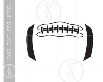 Puede incluir: Gráfico en blanco y negro de un balón de fútbol americano. El balón se representa de forma minimalista, con los cordones y las costuras claramente delineados. Ideal para manualidades y proyectos con temática deportiva.