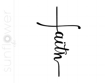 FAITH CROSS Script Svg Cut Files Clipart Downloads | Faith Svg Dxf Pdf Silhouette | Cross Svg Clipart SC406