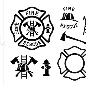 Fire Rescue Svg Download, Firefighter Svg, Fireman Svg, Fire Department Svg, Maltese Cross Svg, Cricut Silhouette Cut File SC3757