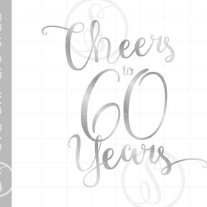 シルバー 60 周年記念 SVG | シルバー スクリプト 60 周年記念引用 SVG ファイル | シルバー 60 周年記念誕生日パーティー | シルエット SVG クリップアート SC251S