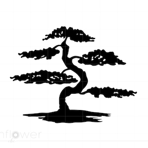 Bonsai Tree Svg Clipart Download, Vector Japanese Bonsai Tree Svg Jpg Png Cricut Silhouette Cut File, Instant Download SC1539