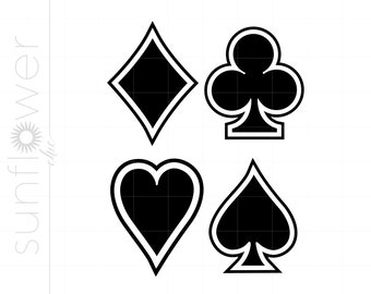 Card Suits SVG | Playing Card Suit Clipart | Card Suits Cut File for Cricut | Club Heart Diamond Spade Svg Jpg Eps Pdf Png SC562