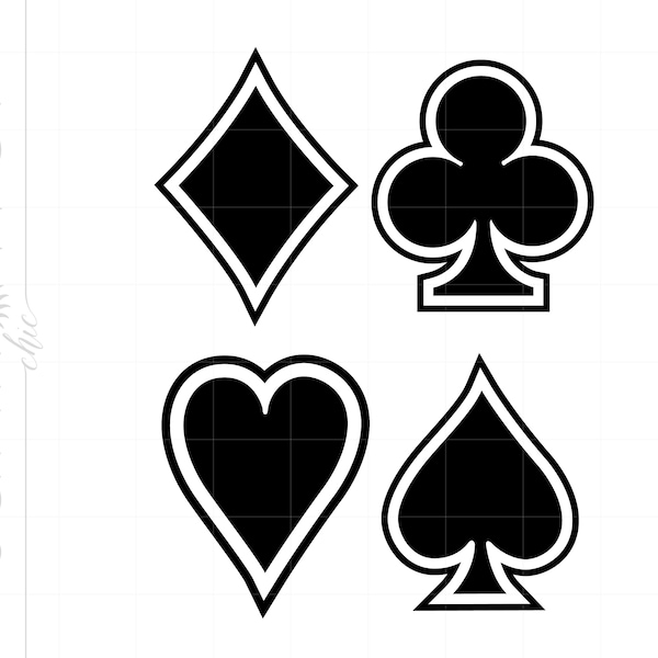 Card Suits SVG | Playing Card Suit Clipart | Card Suits Cut File for Cricut | Club Heart Diamond Spade Svg Jpg Eps Pdf Png SC562
