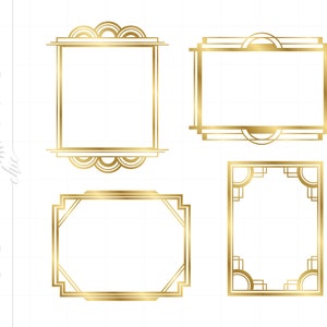 ゴールド アールデコ フレーム アート SVG | アールデコ カット ファイル クリップアート ダウンロード | Dxf Eps Jpeg Png Pdf シルエット ボーダー アート | ゴールド SVG クリップアート SC11G