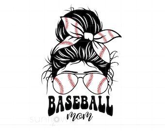 Baseball Mom Svg, Messy Bun Svg Cut Files, Baseball Mom Life Svg, Baseball Mom Shirt Svg Printable Cricut Silhouette Instant Download SC2788