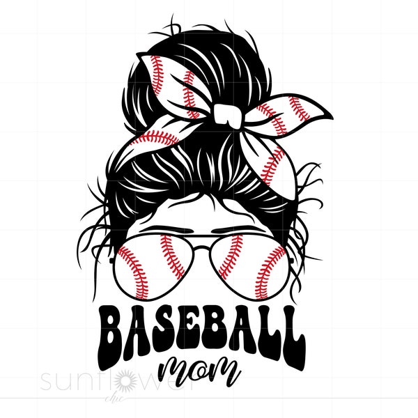 Béisbol mamá svg, moño desordenado svg archivos de corte, béisbol mamá vida svg, béisbol mamá camisa svg imprimible Cricut silueta descarga instantánea SC2788