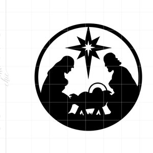 Christmas Nativity SVG | Christmas Nativity Cut File | Christmas Nativity Silhouette Download | Circle Nativity Svg Eps Dxf Jpg Png SC2010