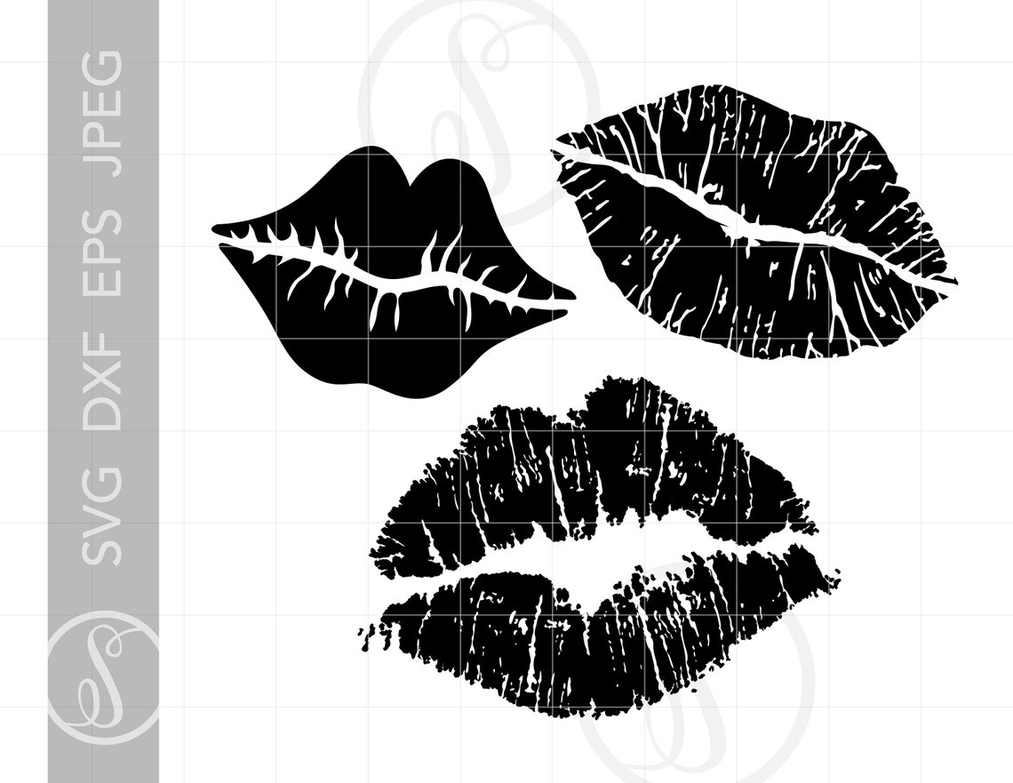 Lipstick Marks Svg Cut File Clipart Downloads Lips Svg Dxf Etsy
