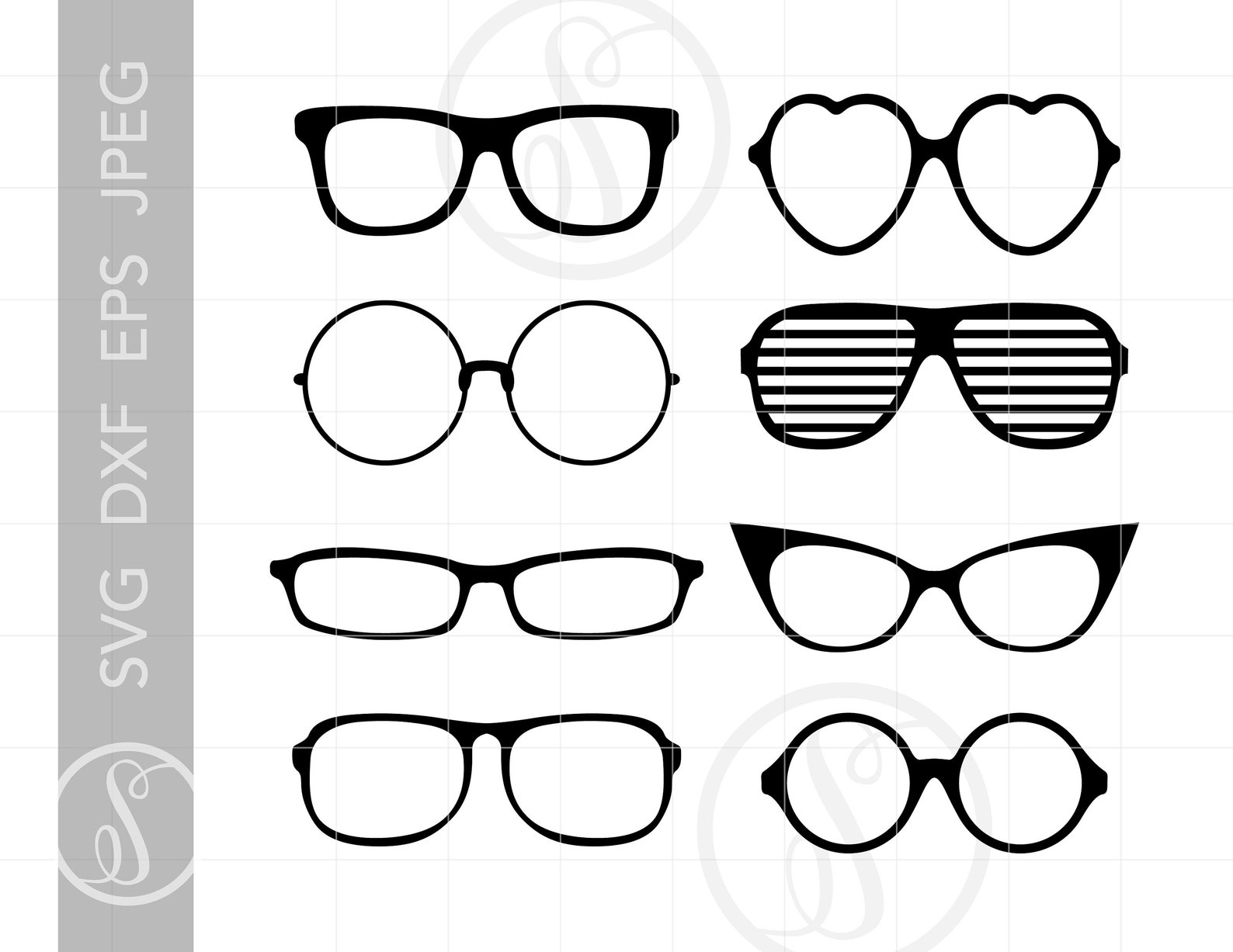Sunglasses Svg Cut File Clipart Downloads Eyeglasses Svg Dxf Etsy