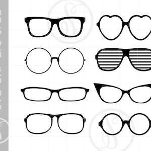 Sonnenbrille Svg Schnitt Datei Clipart Download | Brille Svg Dxf Pdf Silhouette geschnitten Dateien | Brille Clipart Svg SC173