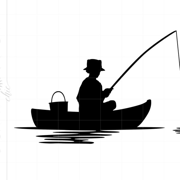 Boy Fishing Boat SVG | Boy Fishing Clipart | Boy Fishing Silhouette Cut File | Vector Boy Fisherman Svg Jpg Eps Pdf Png Dxf Downloads SC1953