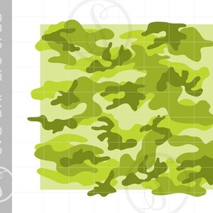 May include: A digital design featuring a camouflage pattern in shades of green and yellow. The pattern is made up of irregular shapes and is suitable for use in crafting projects.