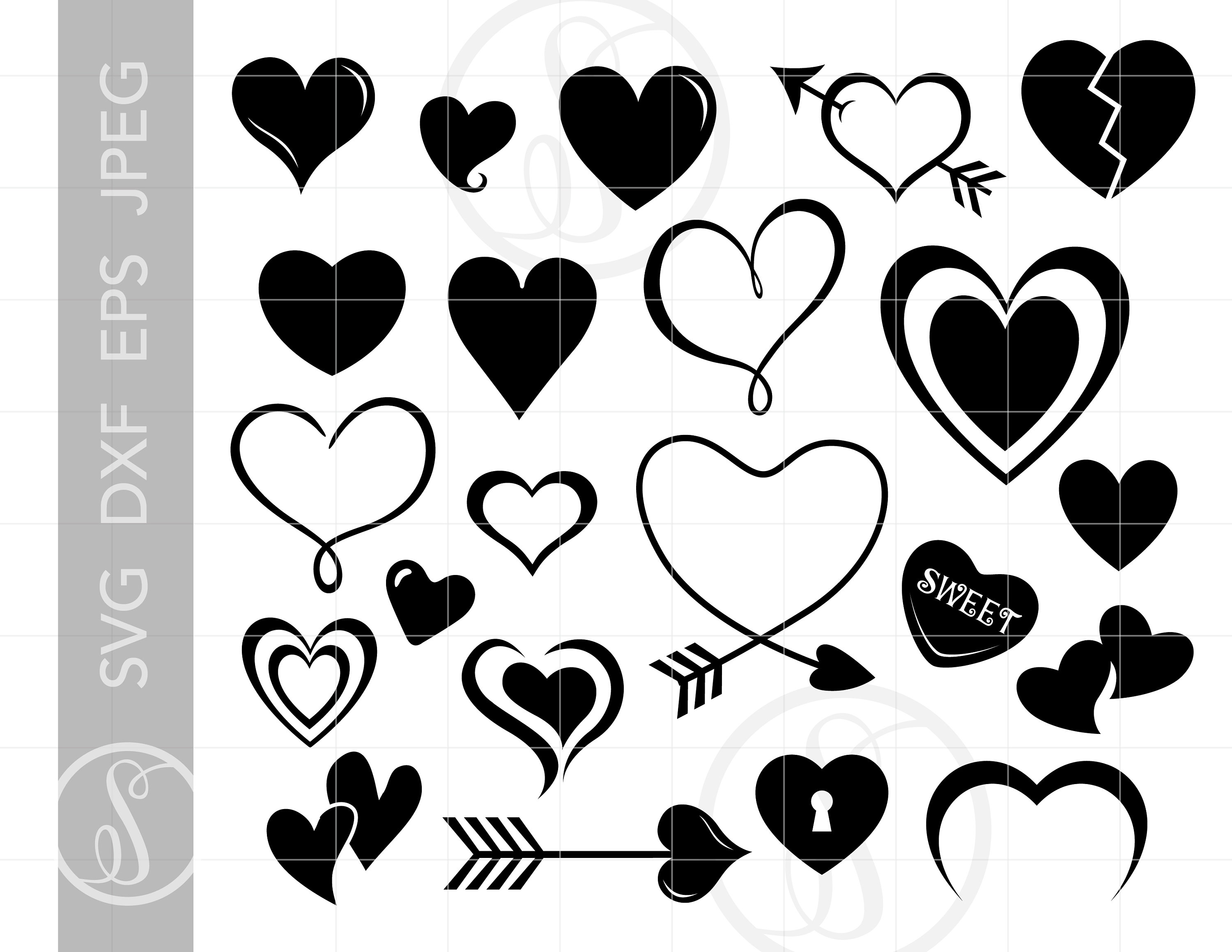 Hearts SVG Bundle | Heart Clipart | Heart Silhouette Cut
